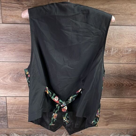 Vintage Holiday Christmas Womens Vest Large Santa & Snowmen Print Vintage - Picture 6 of 6